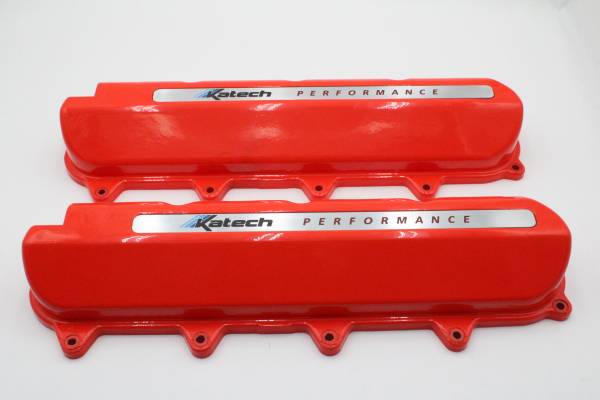 Katech - Katech Gen 5 LT Valve Covers - Chevy Orange, Dry Sump/Slotted