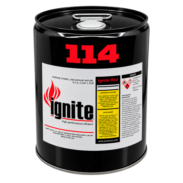 Ignite Red 114 (E90) Ethanol Racing Fuel | 5 Gallon Pail